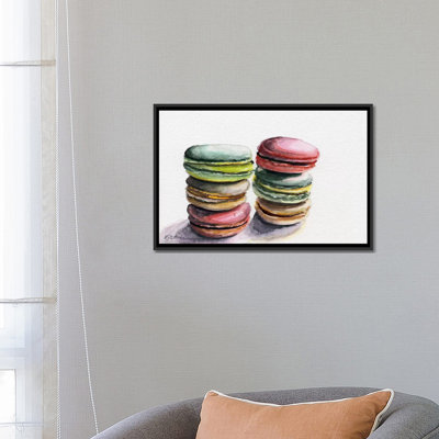 « six macarons stacked » par jennifer redstreake, impression sur toile tendue
