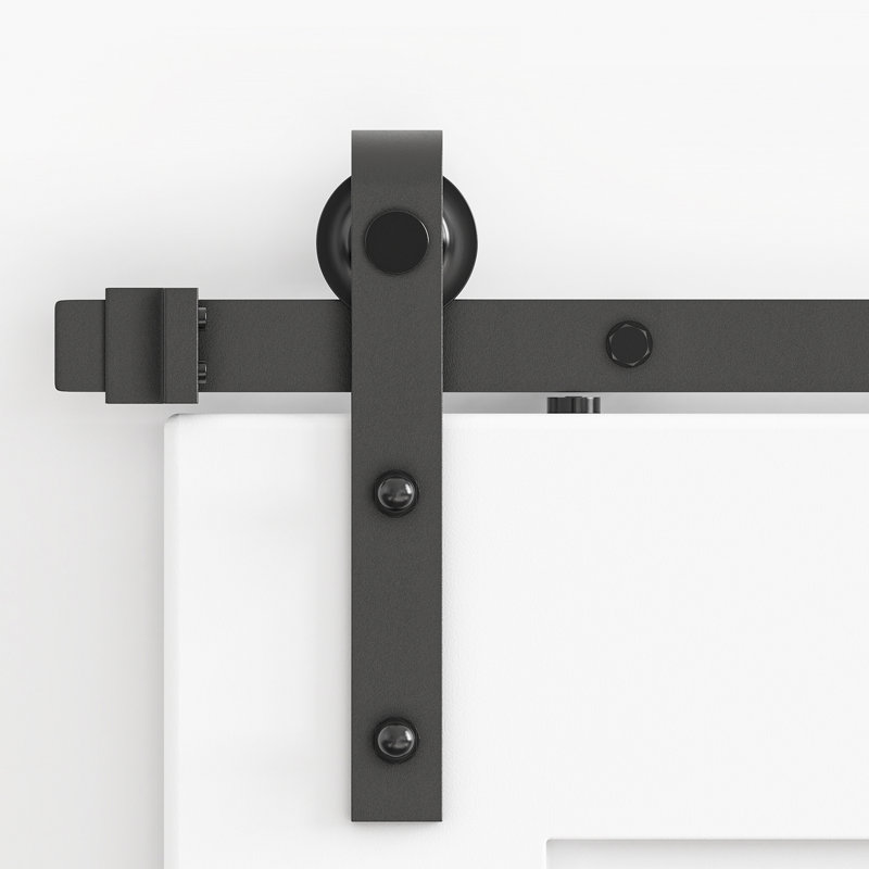 Black Matte Carbon Steel Sliding Barn Door Hardware Kit, 108 in.