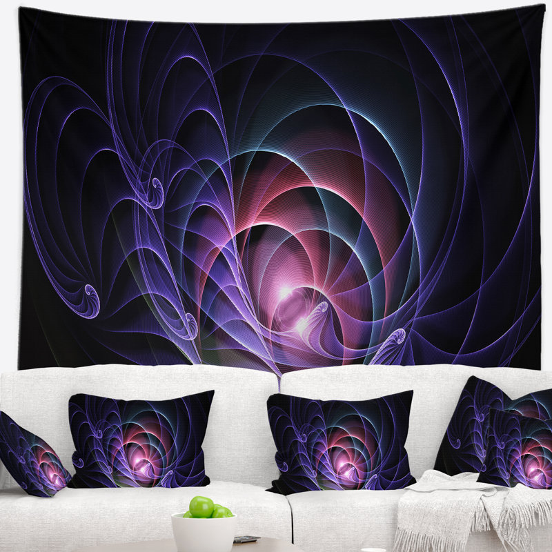 Tapisserie à motif fractal artful 3d abstract blue, H 50 po x l 60 po