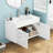32" Wall-Mounted Glossy White Bathroom Vanity with Ceramic Sink Combo and 2 Soft-Close Doors