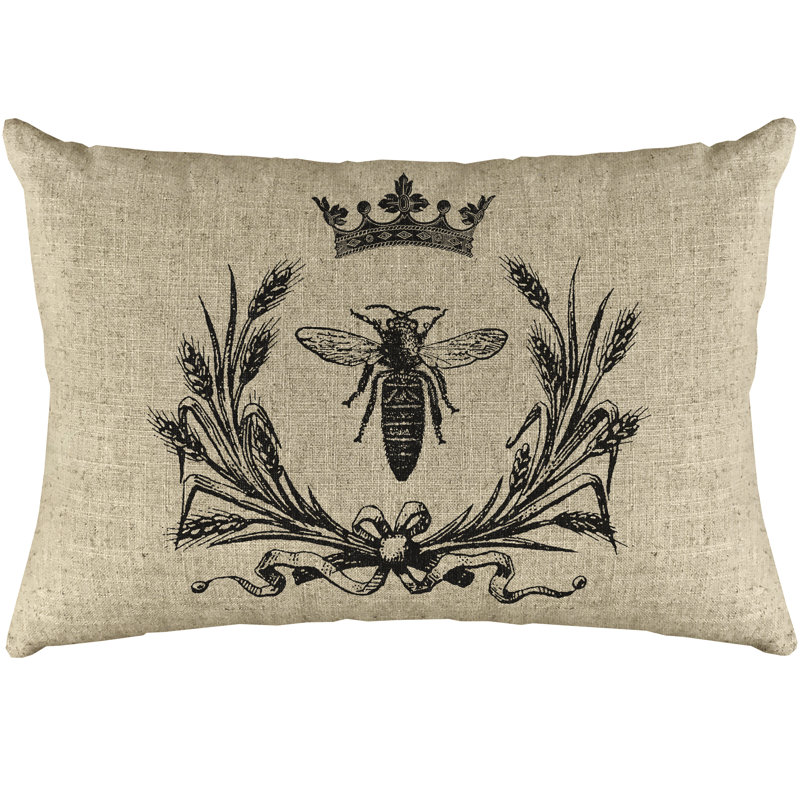  Bee Crown Rectangular Linen Lumbar Pillow