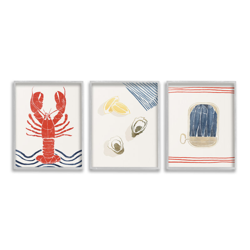 «Abstract Ocean Life» par Yuyu Pont, 3 pièces sur toile, H 14 po x l 11 po, Estampe numérique Farmhouse