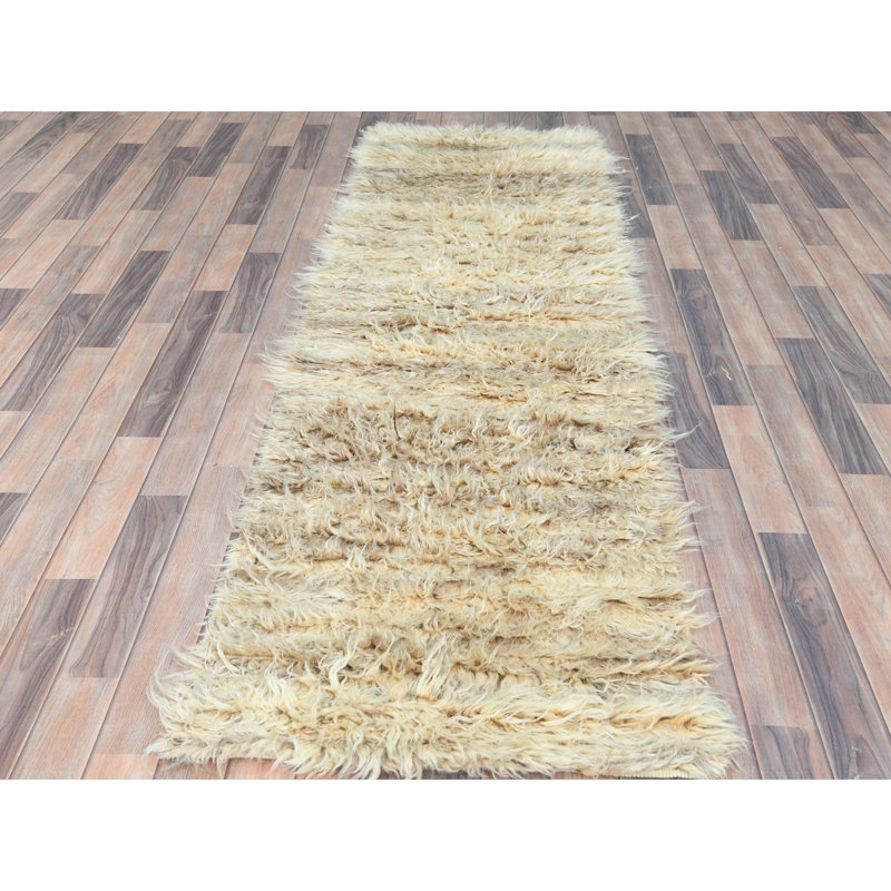 Tapis de couloir nouvel âge en laine 2 pi 6 po x 8 pi Jonthoma Ivoire