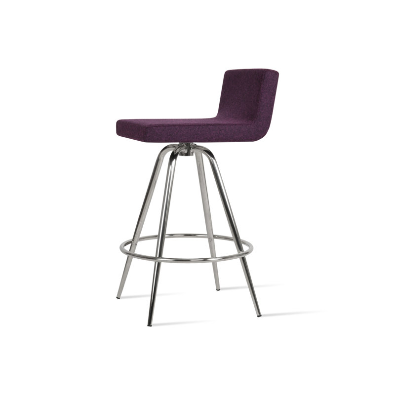 Tabouret pivotant Dallas Max, Chrome, Tabouret de comptoir (siège d'une hauteur de 24 p, Rouge d’époque