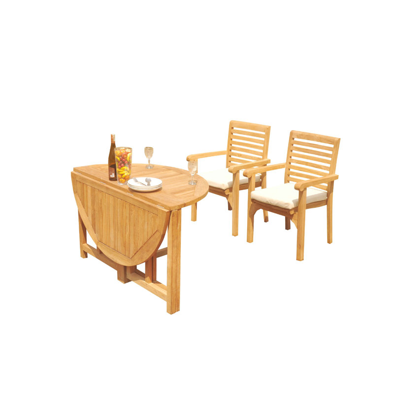 Cimah 2 - Person Teak Wood Patio Dining Set with Round Table