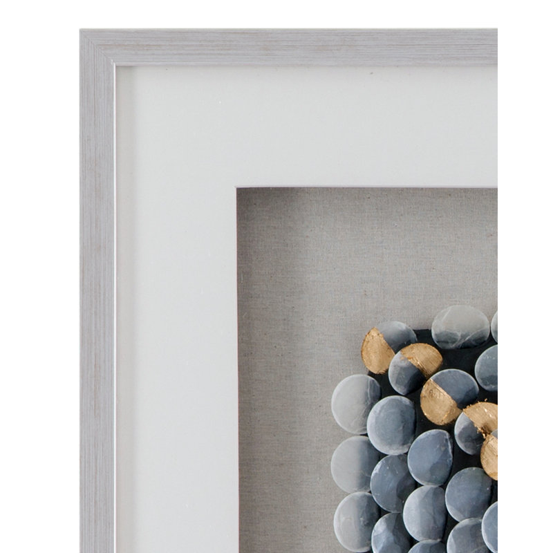 Roselle Wall Art Shadow Box with Neutral Matboard and Silver Molding