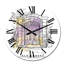 Porte mauve et jaune d'une vieille maison - horloge murale rétro-826113352
