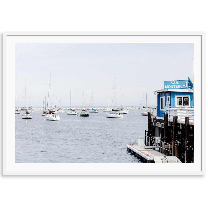 Sail Monterey Print by Carly Tabak, 44" W x 31" H, White Wood