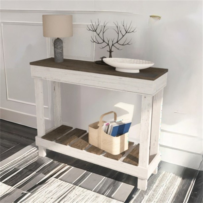 Console Yonatal 35,5, Brun foncé, Blanc