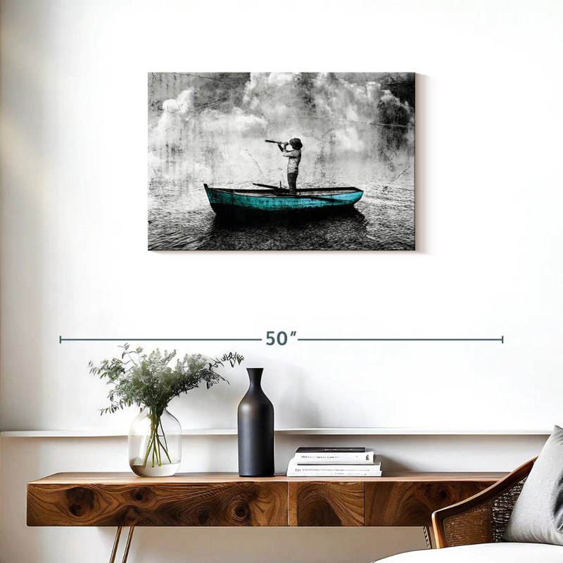 Mehar Man On Boat, 20" H x 30" W