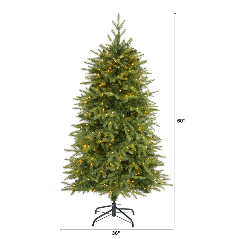Sapin de Noël vert plume artificielle avec lumières DEL, H 5 pi