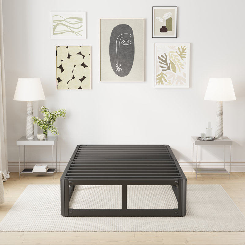 9" Metal Platform Bed Frame, Heavy Duty Thickened Steel Slat Support to 2000lbs, Easy Assembly, Twin