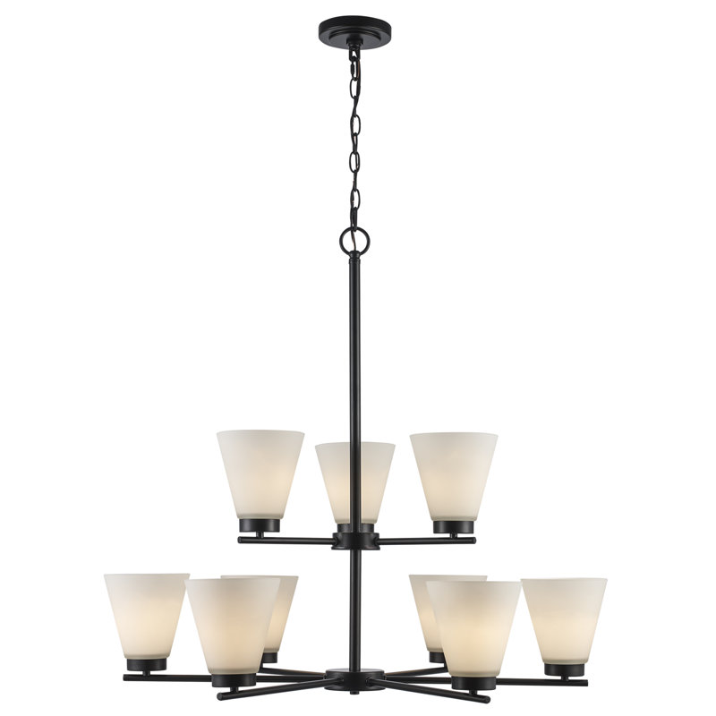 9 - Light Dimmable Empire Chandelier, Black