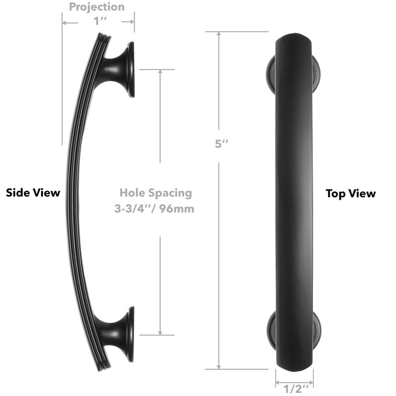 3-3/4" Center Arch Pull Multipack, Matte Black