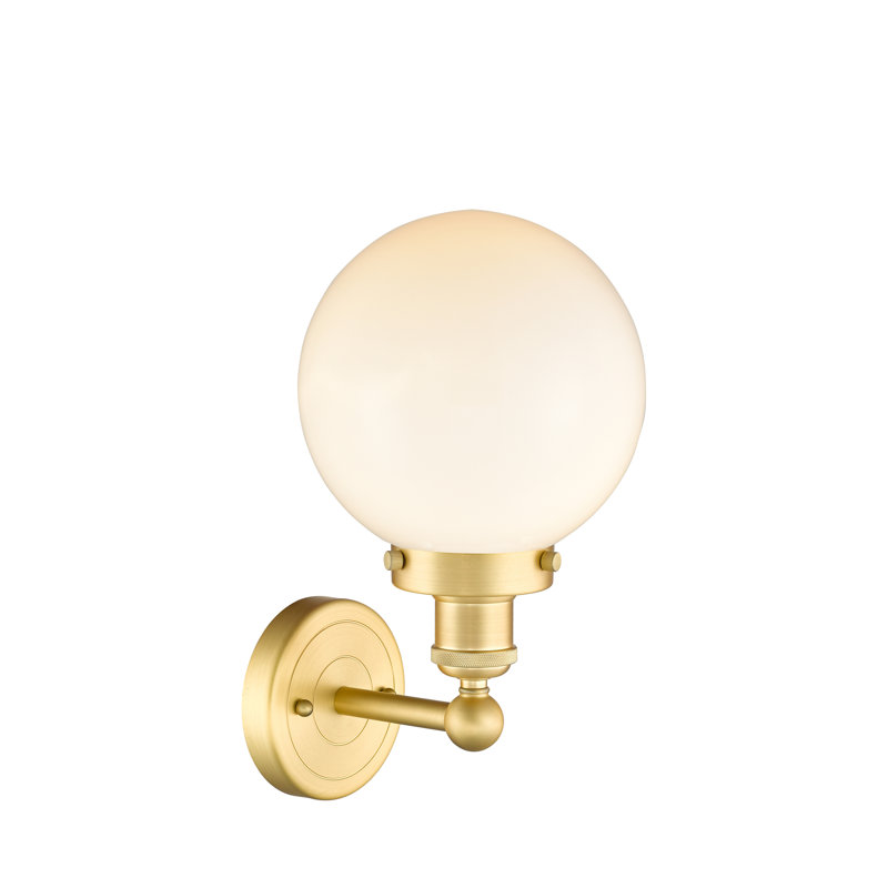 Chalkhill Armed Sconce, Matte White, Satin Gold