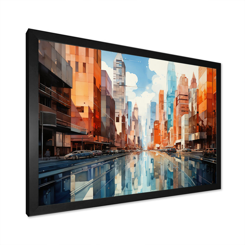 Towers Skyward Symphony I - Cityscapes Canvas Prints, H 16 po x l 32 po x P 1 po, Cadre photo noir
