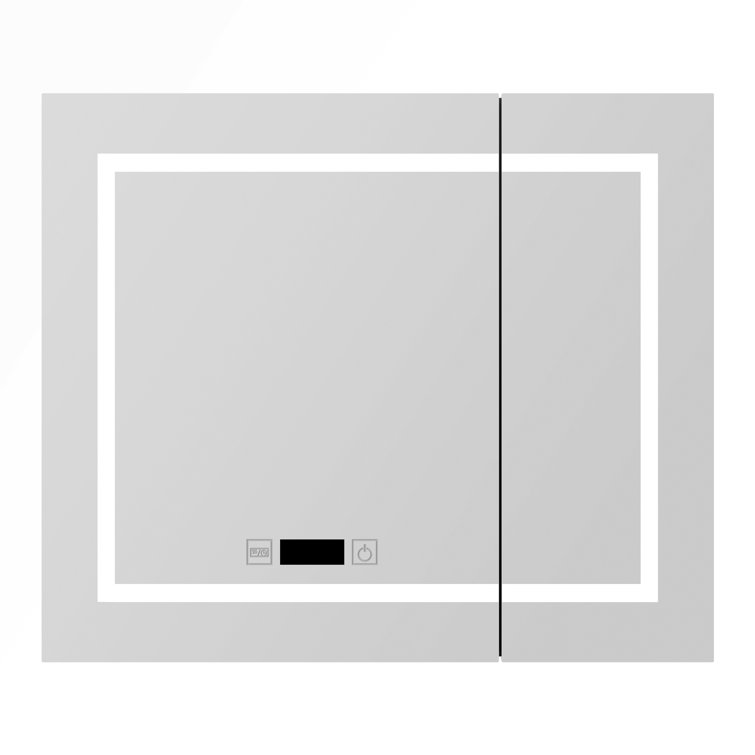 Bobette Surface Mount Framed 2 Doors Medicine Cabinet with 3 Shelves and LED Lighting and Electrical Outlet