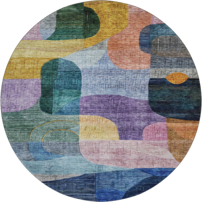 Premium Machine Washable Konopka AMF1115 Modern Rug, Round 8'