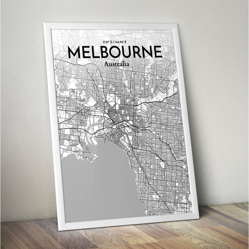 Melbourne City Map 1 Piece Wall Art, 50.8cm H x 40.6cm W x 0.1cm D