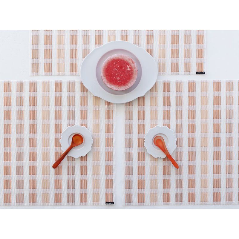 Stitch Vinyl Geometric Rectangle Placemat, Coral