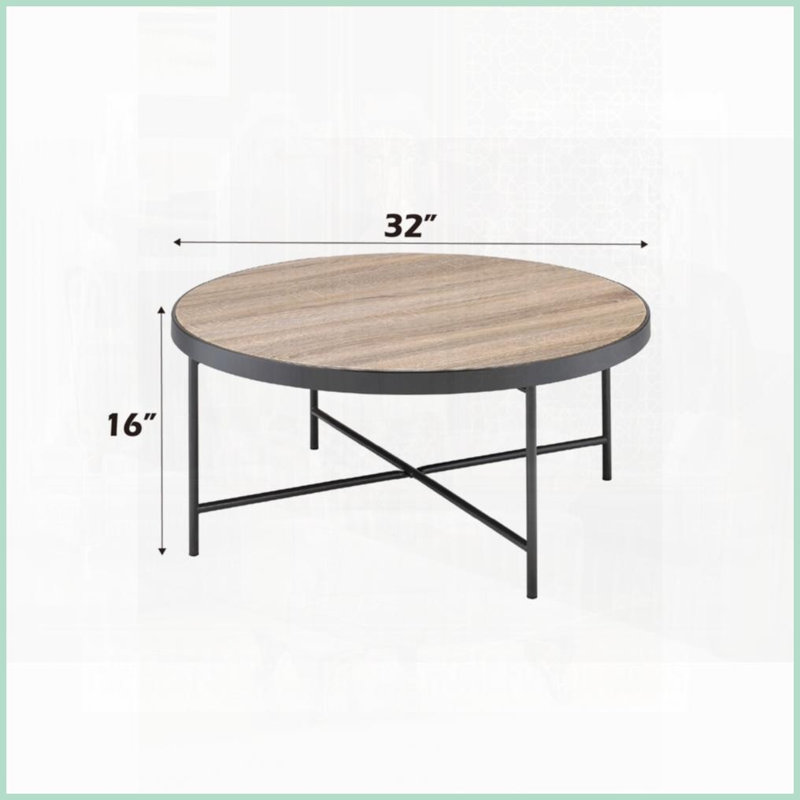 Table basse de style industriel avec plateau gris vieilli Base en métal pour le salon, assemblage facile