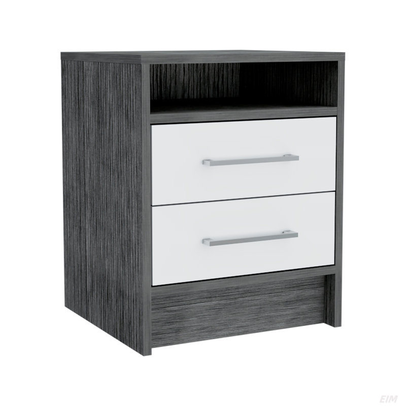 Stylish And Multifunctional Design 2-Drawer 1-Shelf Rectangle Nightstand, Gray