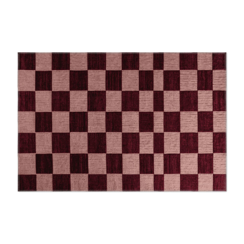 Tapis d'intérieur et d'extérieur à carreaux rouge, Rectangle 4pi x 6 pi