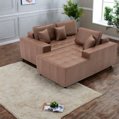 Canapé-lit modulaire à compression en L 108 po, similicuir à compression pour la maison