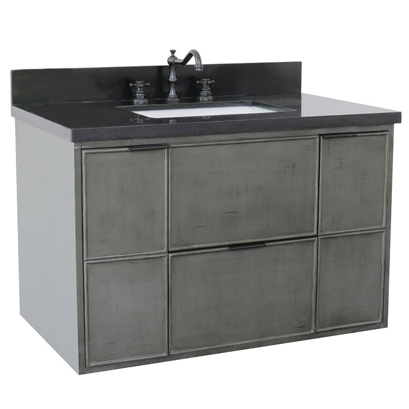 Ensemble de meuble-lavabo simple mural 37 "37", Noir galaxie