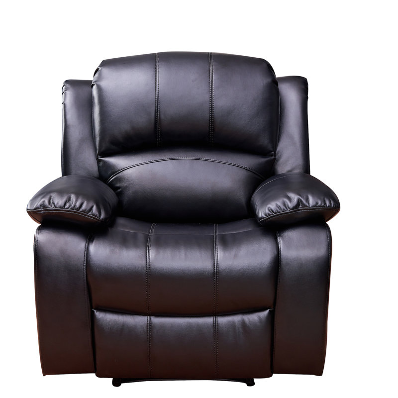 Fauteuil inclinable manuel standard en similicuir de 37 po de large Gira, Similicuir noir
