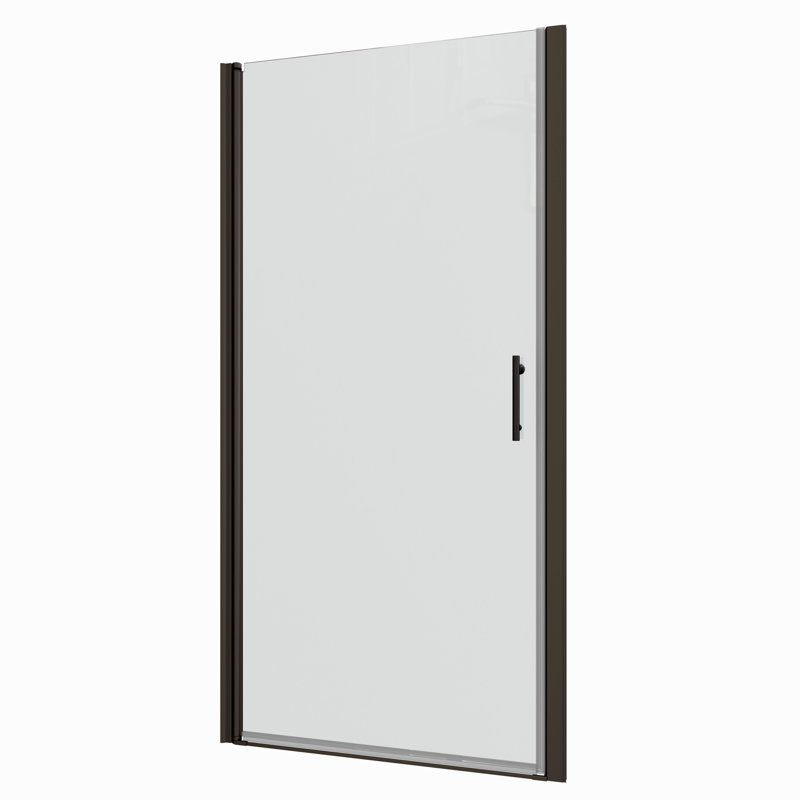Porte de douche universelle ajustable 1 3/8 "noir mat avec pivot. Verre trempé 1/4", 36 000 tests d'ouverture / fermeture, fuite, installation facile, pour finition 28-29 3/8,