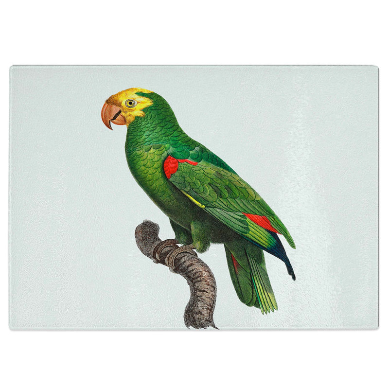 Tempered Glass Yellow-Crowned Amazon Parrot by F. Levaillant Chopping Board, 28.5 cm W x 20 cm L