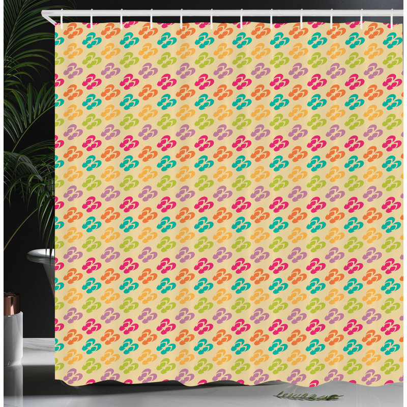 East Urban Home Flip Flop Shower Curtain Repeating Pattern Multicolor, 70"H x 69"W