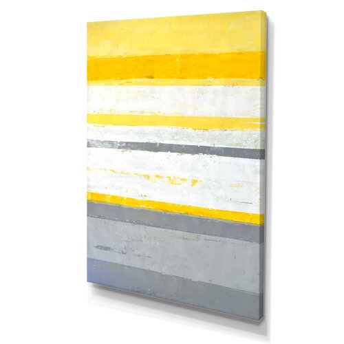 Bless international Gray And Yellow Blue Abstract XIII Framed On Canvas ...
