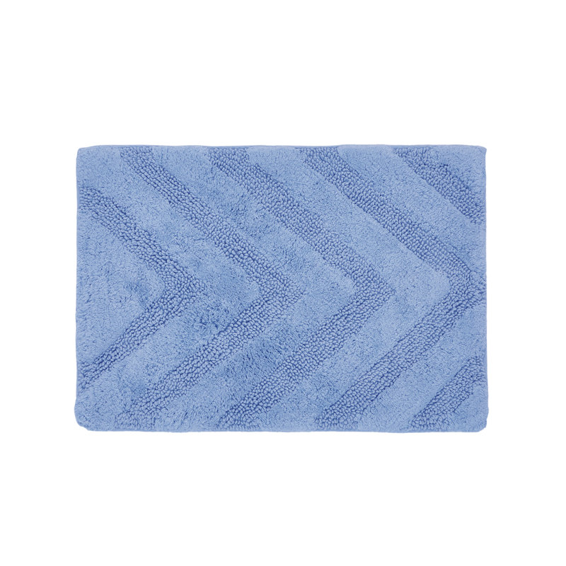 Branston 100% Cotton 1990 GSM Tufted Bath Rug with Non-Slip Backing, OEKO-TEX Certified, Machine Washable, Luxurious Chevron Pattern, Ultra Soft & Absorbent Bathroom Rug, 24" x 40" Rectangle, Dark Blue