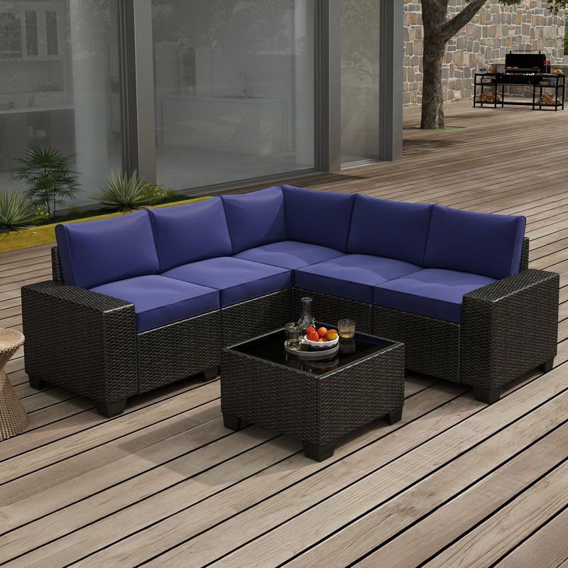 Ensemble de meubles de patio 6 pièces, Kaki foncé, Marine