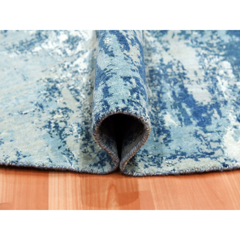 Tapis rond en soie et laine noués à la main 9 pi x 9 pi à motif abstrait 2D7508BEF06A4081AEDBDCDE8768AB42