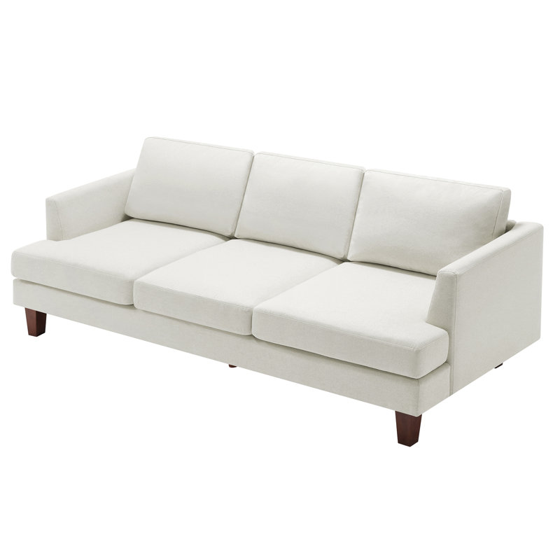 89" Upholstered Square Arm Sofa Couch 3 Seater Sofa for Apartment, Cream