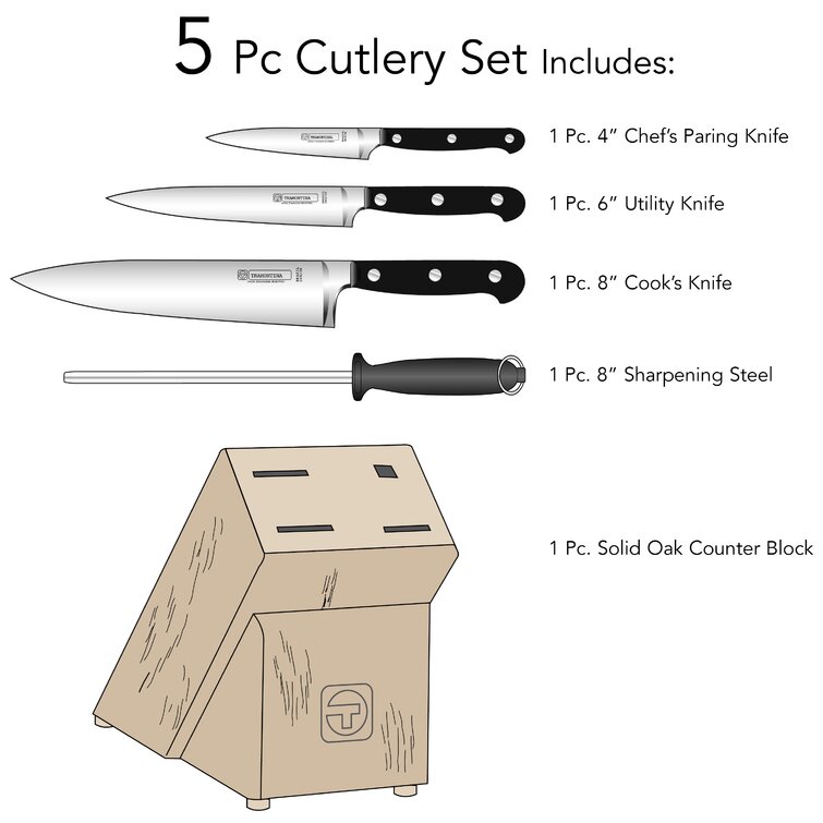13 Pc Cutlery and Steak Knife Set with Counter Block - Tramontina US