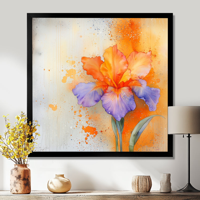 Mauve et orange, rêve éternel d'Iris II - salon d'art mural iris, H 16 po x l 16 po, Reproduction encadrée, Noir