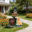 Statue de planteur de chien carlin assis