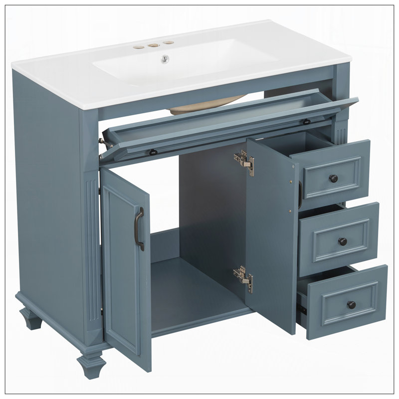 Meuble-lavabo 36 po avec lavabo, Bleu gris