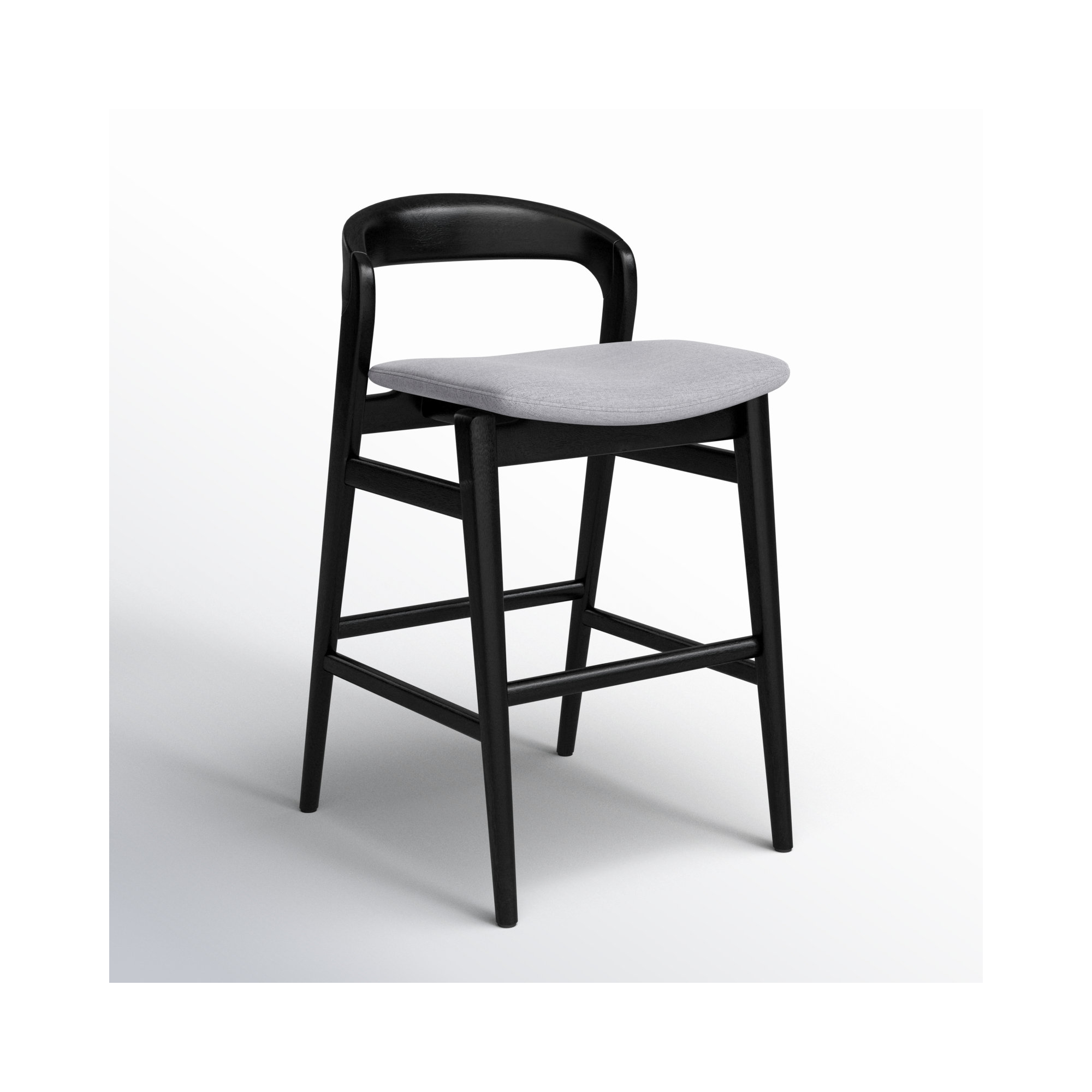 Anela Solid Wood Bar & Counter Stool, Essence Gray/Ebano Frame, Counter Stool (25.25" Seat Height)