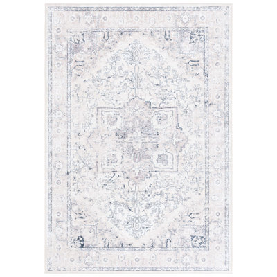 Warees Orlando Felt/Velvet/Laminated Film Machine Washable Southwestern Rug in Beige/Grey