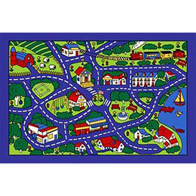 Tapis bleu tissé à la machine Strand, Rectangle 8 pi x 11 pi