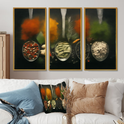 Orange And Green Colorful Spices  - Spices Wall Décor Set
