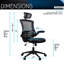 Fauteuil de direction moderne haut dossier en filet avec appui-tête et accoudoirs rabattables