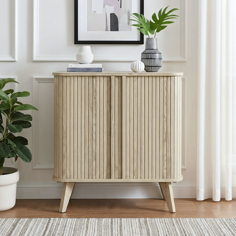 Armoire d'appoint 27,6 po avec portes cannelées Aurel, Chêne noueux