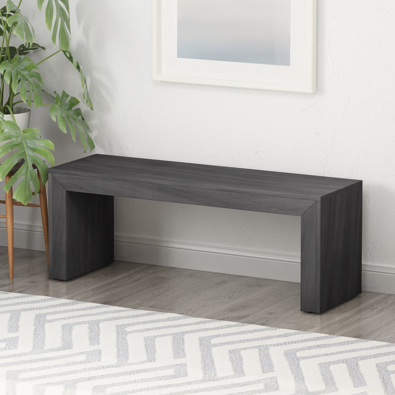 47,79 po. Long banc en bois noir, décor et polyvalent, assemblage rapide, hauteur 17,48 po, esthétique, durable et facile à installer