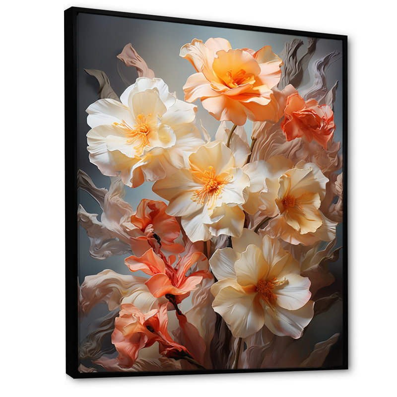 Vyolet DAffodils, impression romantique, H 44 po x l 34 po x P 1,5 po, Cadre flottant noir
